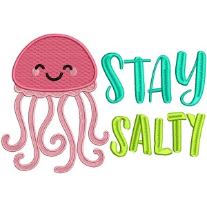 Stay Salty Cute Jellyfish Filled Machine Embroidery Design Digitized Pattern